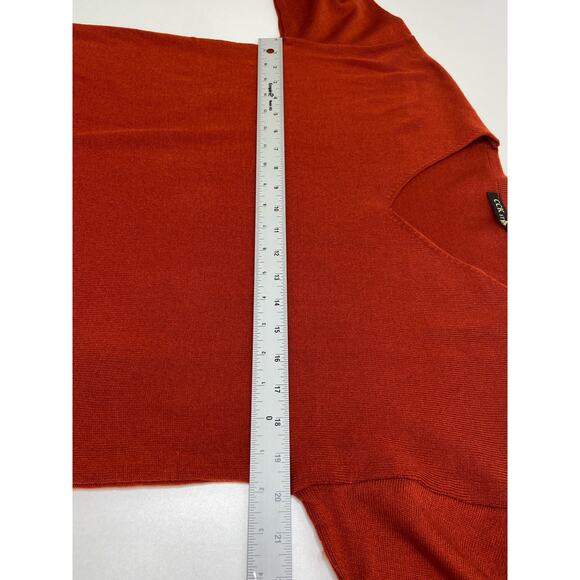 CCK Style V-Neck Pullover Sweater Burnt Orange Wool Women 42 L Pumpkin Autumn - Picture 6 of 8